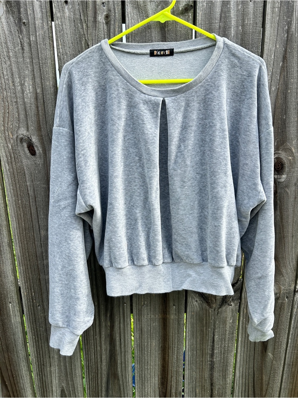 Suzi Kondi Light Gray Crewneck Pullover with Front Pleat